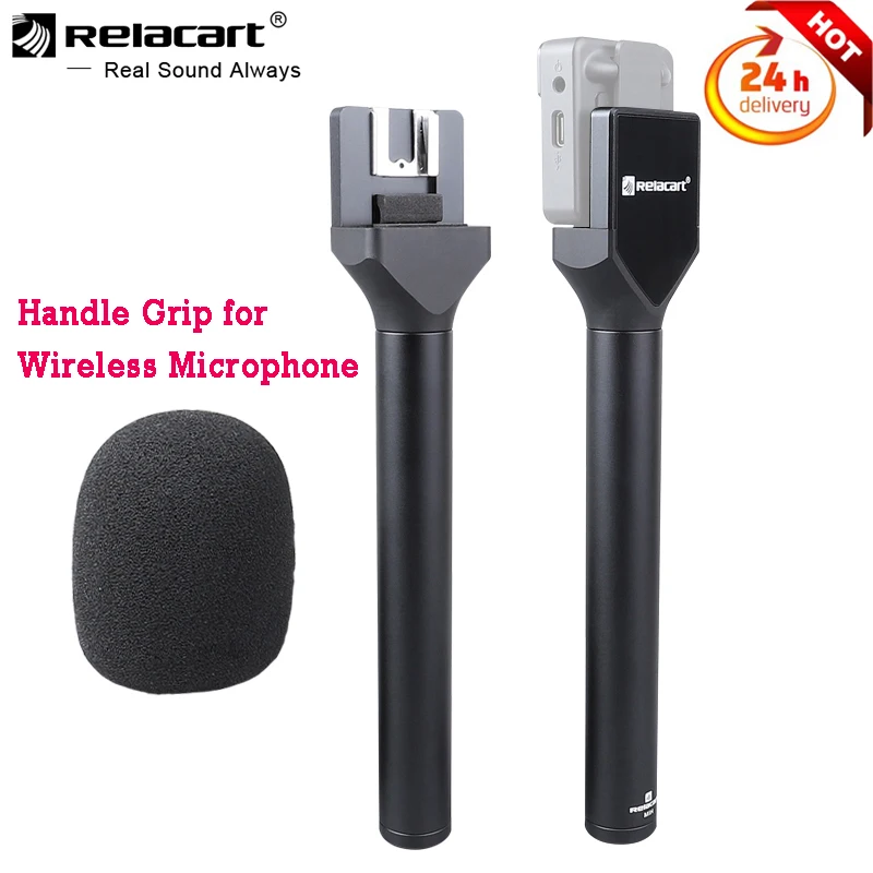 Relacart Wireless Microphone holder interview Handheld transmitter cold shoe Handle Grip with Windscreen for Interview Recording
Relacart Wireless Microphone holder interview Handheld transmitter cold shoe Handle Grip with Windscreen for Interview Recording