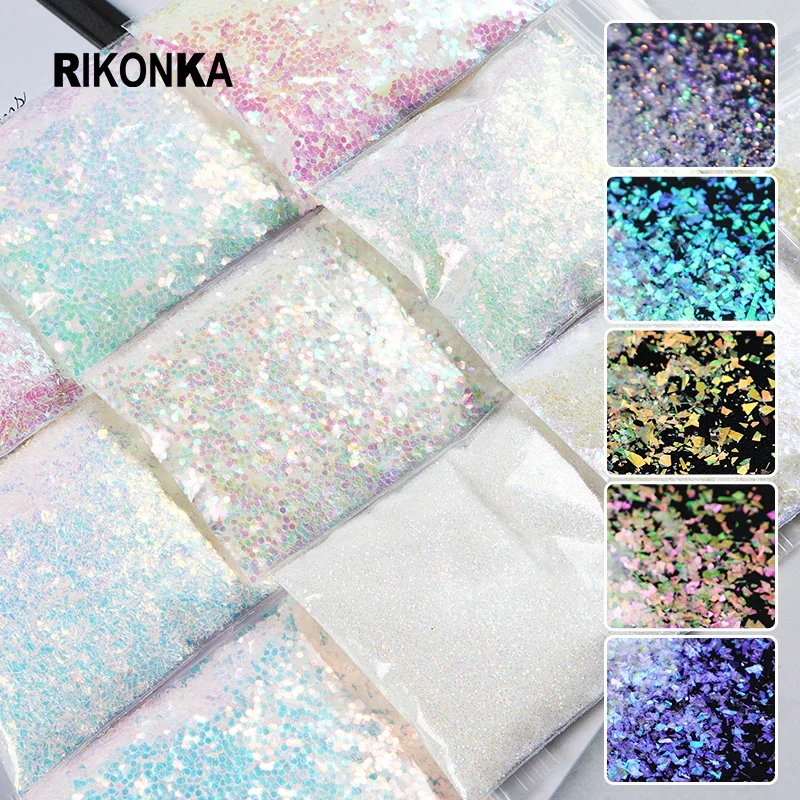 Iridescent White Chunky Glitter Powder Shiny AB Mermaid Nail Sequins Mirror Paillettes Irregular Flakes For Nail Art Decorations
Iridescent White Chunky Glitter Powder Shiny AB Mermaid Nail Sequins Mirror Paillettes Irregular Flakes For Nail Art Decorations