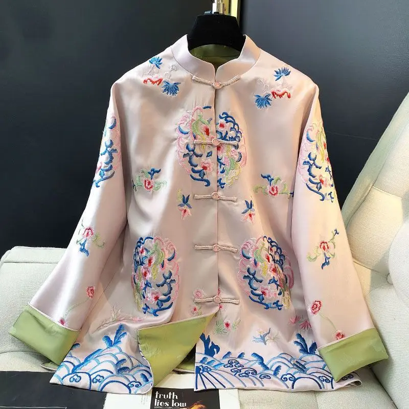 Pink Chinese Tang Suit Top Women Spring Autumn New Improved National Style Vintage Modern Hanfu Embroidery Women Jacket
Pink Chinese Tang Suit Top Women Spring Autumn New Improved National Style Vintage Modern Hanfu Embroidery Women Jacket