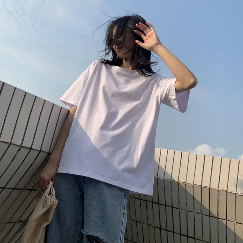 Pure Cotton Round Neck Short Sleeved T-shirt for Women Versatile Loose Solid Color Base Shirt White Top Summer Casual Clothes
Pure Cotton Round Neck Short Sleeved T-shirt for Women Versatile Loose Solid Color Base Shirt White Top Summer Casual Clothes