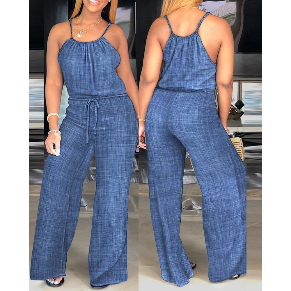 Women Spaghetti Strap Casual Drawstring Jumpsuit Casual Fashion Femme 2023 Elegant Lady Black Sleeveless Jumpsuit Streetwear
Women Spaghetti Strap Casual Drawstring Jumpsuit Casual Fashion Femme 2023 Elegant Lady Black Sleeveless Jumpsuit Streetwear