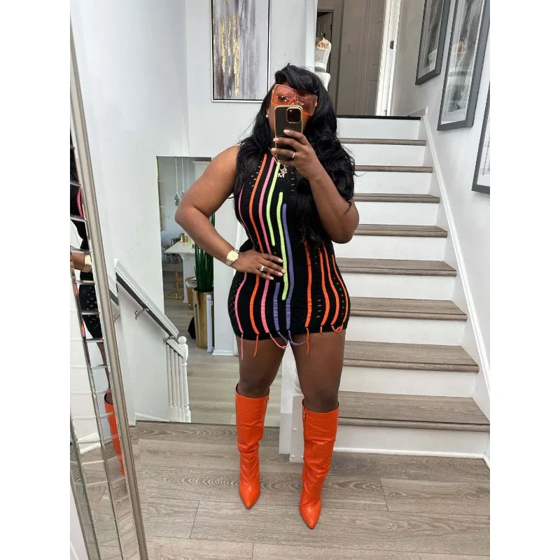Knitted Color Patchwork Tassel Hipster Slim Mini Dress Women O Neck Sleeveless High Waist Hips Wrapped Dresses Casual Streetwear
Knitted Color Patchwork Tassel Hipster Slim Mini Dress Women O Neck Sleeveless High Waist Hips Wrapped Dresses Casual Streetwear