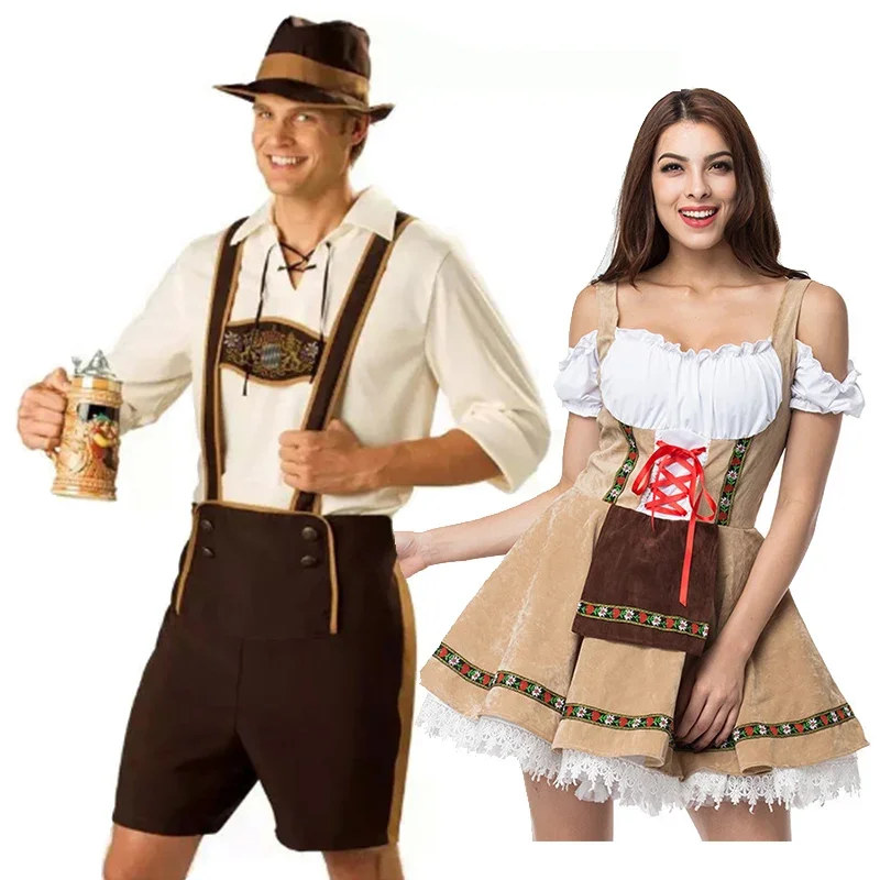 

Традиционный костюм для пары на Октоберфест парадная таверна бармена официантка наряд для косплея карнавала Хэллоуина необычное платье