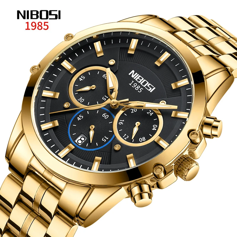 

NIBOSI Mens Watches Top Brand Luxury Chronograph Quartz Watch for Men Sport Waterproof Luminous Date Watch Relogio Masculino