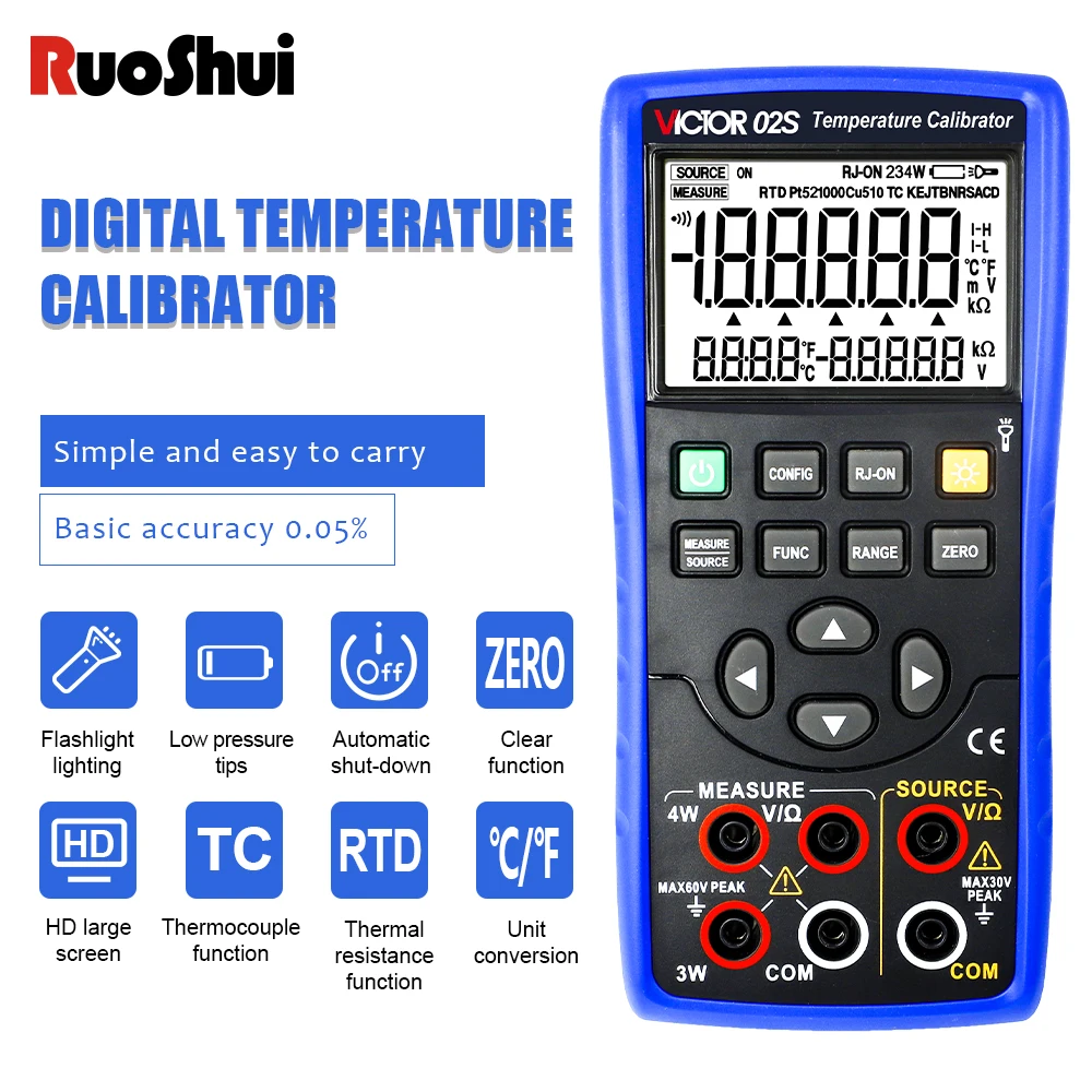 Victor 02S Temperature Calibrator Accuracy 0.05% DC Voltage Input Output Function Thermocouple Thermal Resistance Analog Meter
Victor 02S Temperature Calibrator Accuracy 0.05% DC Voltage Input Output Function Thermocouple Thermal Resistance Analog Meter