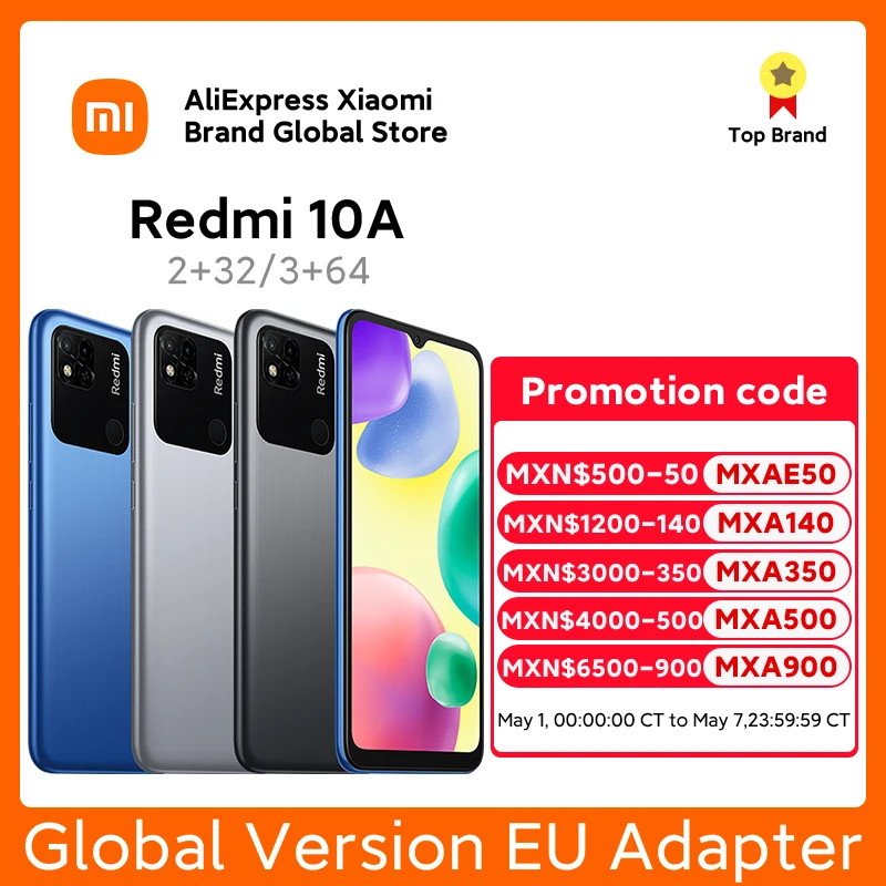 

Global Version Original Redmi 10A Xiaomi Smartphone 2GB 32GB/3GB 64GB MTK Helio G25 6.53" 5000mAh 13MP Camera 10W Fast Charging