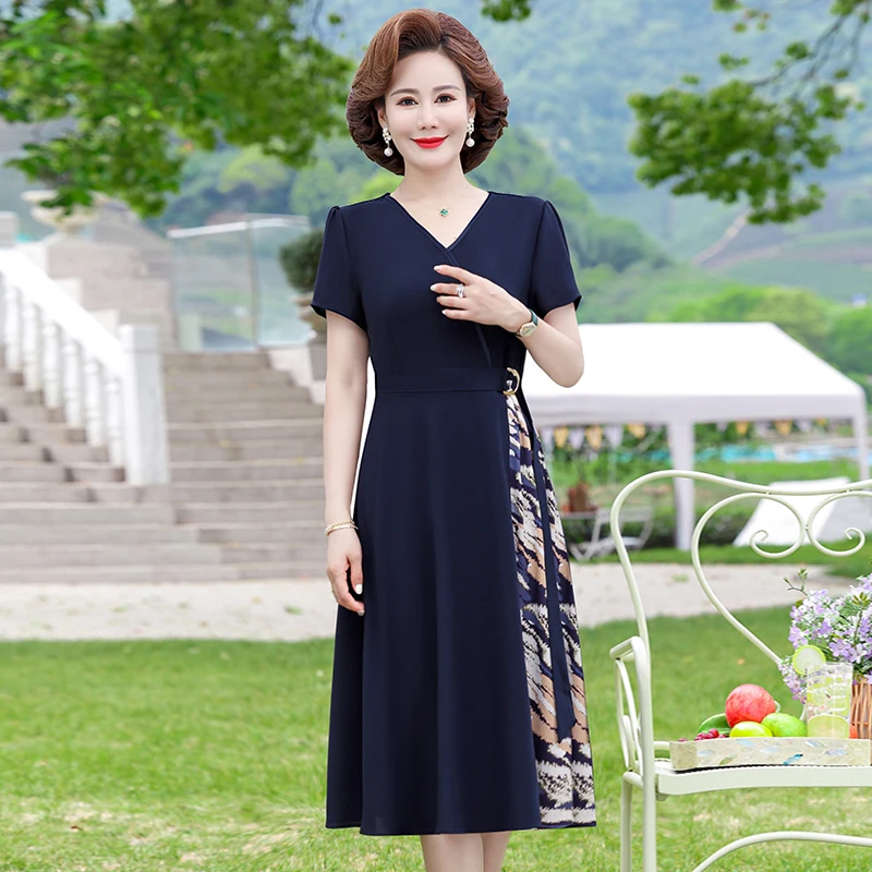 Middle-Aged Elderly Mother Midi Dress, Summer Short-Sleeved Dresses, Vintage Patchwork Party Dress, High Quality Fashion, 2023
Middle-Aged Elderly Mother Midi Dress, Summer Short-Sleeved Dresses, Vintage Patchwork Party Dress, High Quality Fashion, 2023