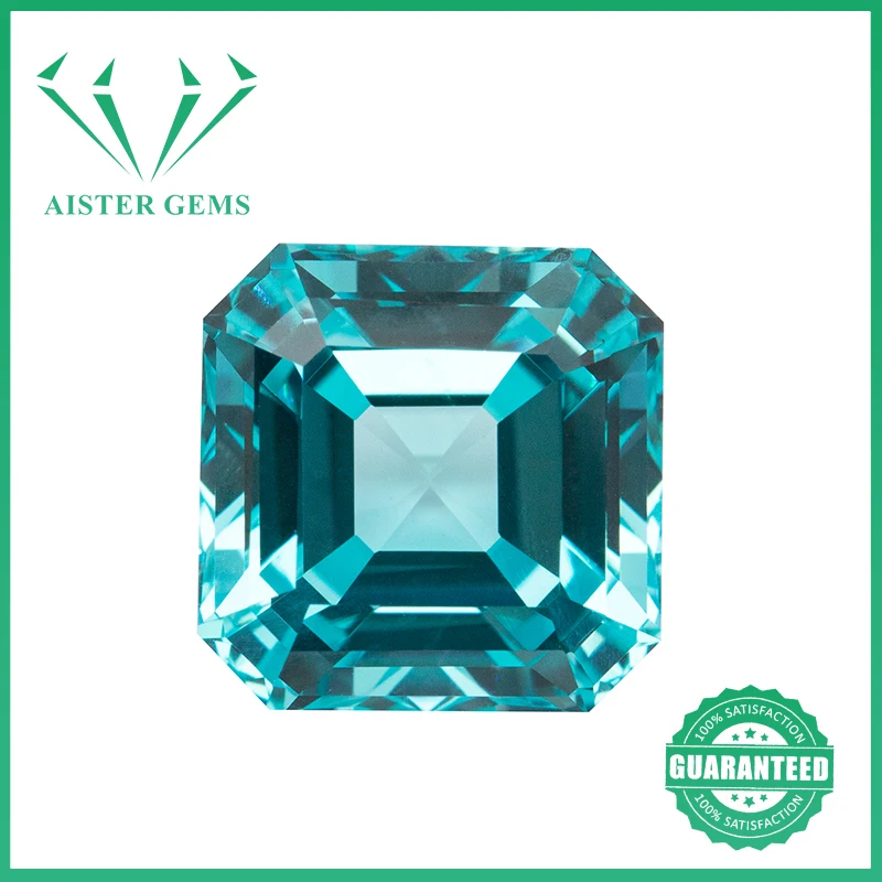 

New Lab Grown Paraiba Gemstone Asscher Cut Neon Blue Synthetic Tourmaline Loose Precious Stones with AGL Certificate