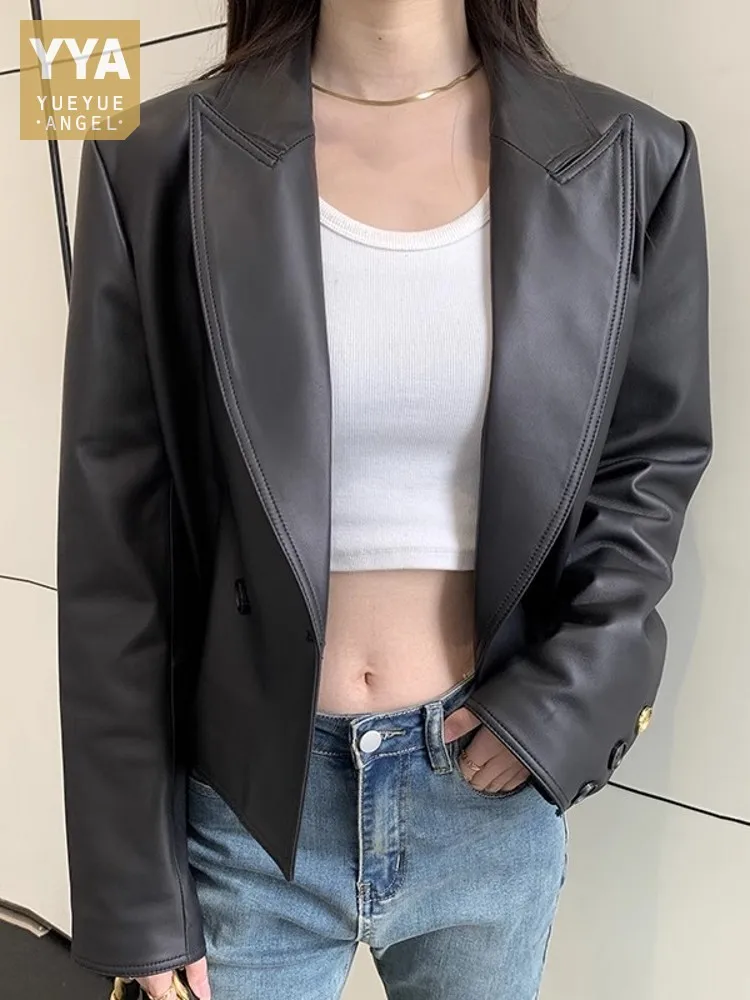 Top Quality Women Sexy Short Sheepskin Genuine Leather Jacket Moto Biker Loose Fit Double Breasted Autumn Coat OL Casual Outwear
Top Quality Women Sexy Short Sheepskin Genuine Leather Jacket Moto Biker Loose Fit Double Breasted Autumn Coat OL Casual Outwear