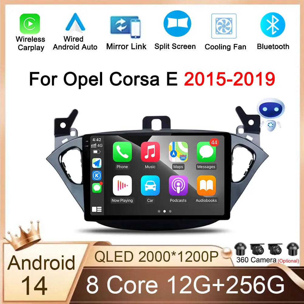 

Android 14 Auto For Opel Corsa E 2015-2019 For Opel Adam 2013-2016 Car Multimedia Video Player Radio GPS Carplay WIFI+4G Stereo