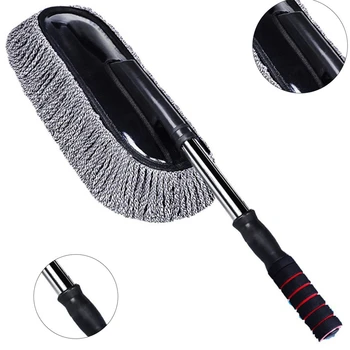 Escovas para Detalhes Automotivos: Limpezas Eficientes para Interiores de Veículos 15 Car Wash Mop Telescopic Handle Nanofiber Wax Mop Dust Removal Soft Hair Mop Car Brush Car Wash Cleaning Tool Car Supplies