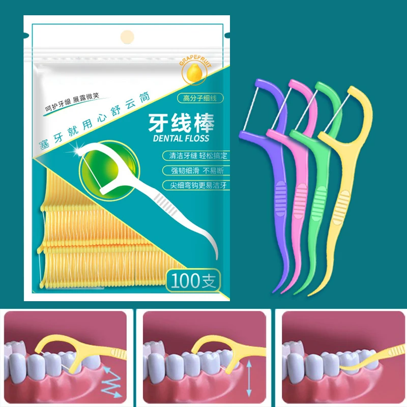100Pcs Dental Floss Mint Flavor Mini Flosser With Toothpick Polymer Thread For Teeth Ultra-fine Flat Line Teeth Cleaning
100Pcs Dental Floss Mint Flavor Mini Flosser With Toothpick Polymer Thread For Teeth Ultra-fine Flat Line Teeth Cleaning