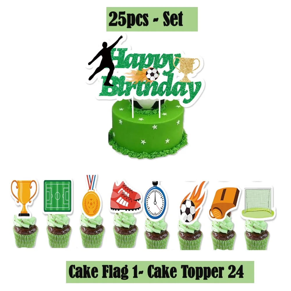 

Одноразовые украшения для торта в виде футбольного мяча, флаг для дня рождения, школы, колледжа, праздника для будущей матери, свадьбы, годовщины, ужина