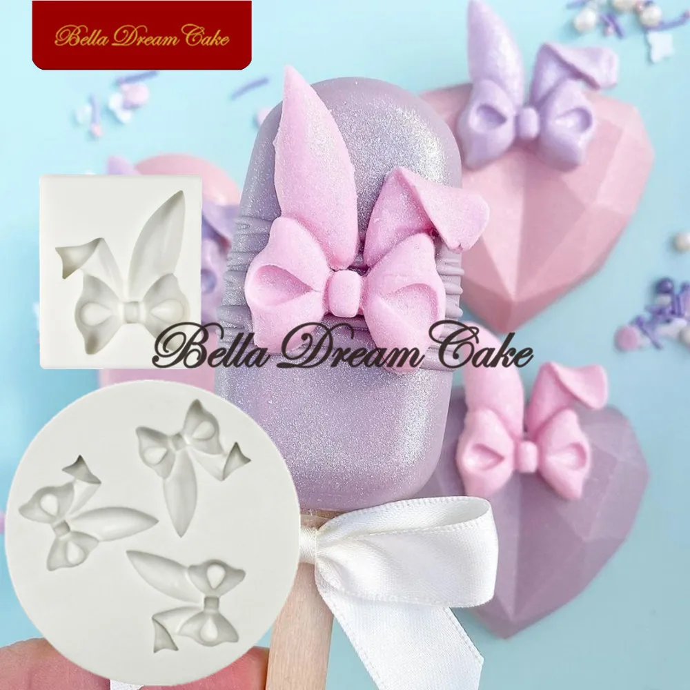

3D Mini Bow Bunny Ear Silicone Mold Easter Rabbit Cupcake Topper Fondant Mould DIY Candy Chocolate Cake Decorating Tool Bakeware
