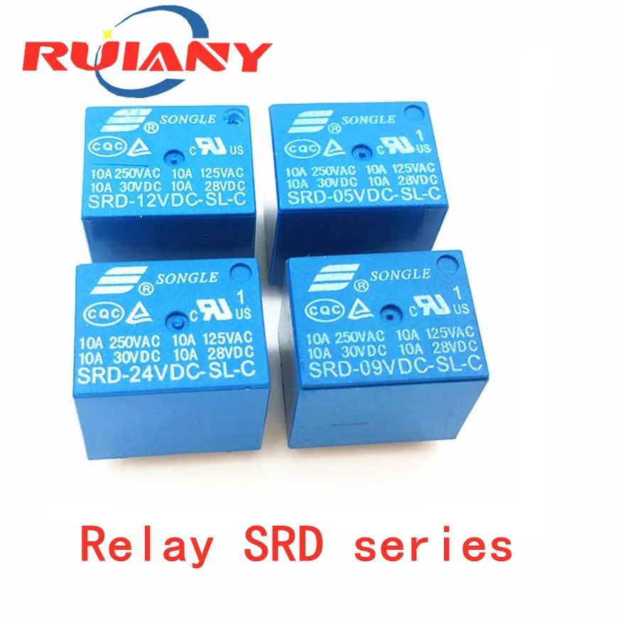

Relay SRD-05VDC-SL-C SRD-09VDC-SL-C SRD-12VDC-SL-C SRD-24VDC-SL-C 5PINS 5V 9V 6V 24V 12V High-quality 10A 250VA