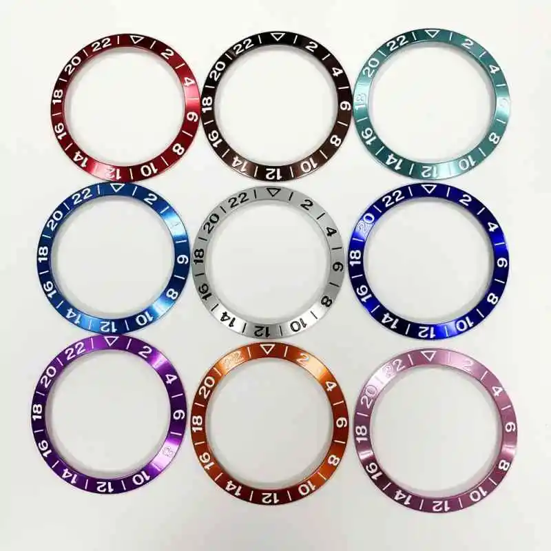 

38mm Aluminum Watch Ring 24H Number Scale Bezel Insert For RLX GMT SUB 40mm Watch Case Accessories Inner Diameter 30.5mm