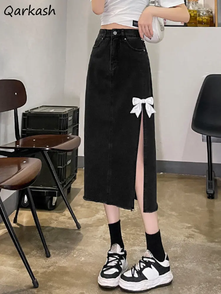 Denim Skirts Women Sweet Bow Literary Summer Side-slit Elegant Casual Korean Style Popular A-line Holiday All-match Personality
Denim Skirts Women Sweet Bow Literary Summer Side-slit Elegant Casual Korean Style Popular A-line Holiday All-match Personality