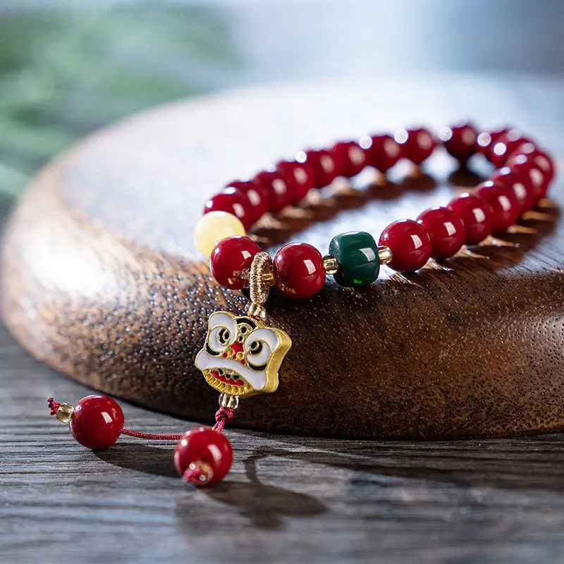 National Tide Awaken Lion Imitation Cinnabar Round Bead Single Circle Bracelet for Men and Women Simple Design Lotus Handstring
National Tide Awaken Lion Imitation Cinnabar Round Bead Single Circle Bracelet for Men and Women Simple Design Lotus Handstring