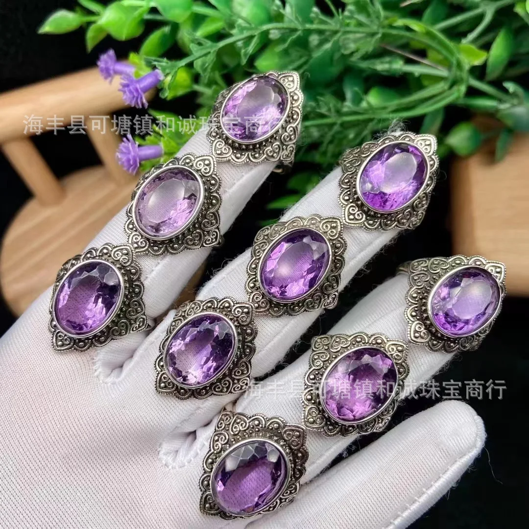 Natural Amethyst Inlaid Ring for Women's Literature and Art Retro Versatile Style Amethyst Ring Face Wholesale
Natural Amethyst Inlaid Ring for Women's Literature and Art Retro Versatile Style Amethyst Ring Face Wholesale