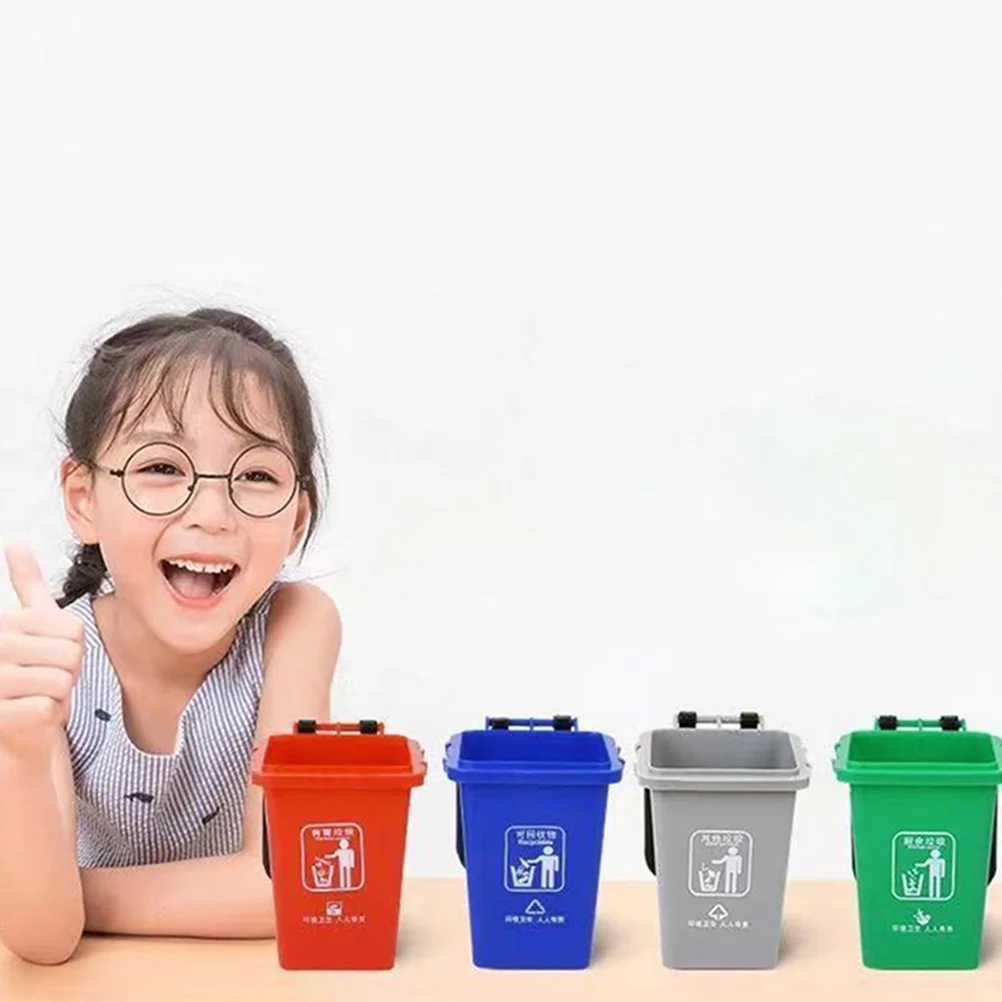 

4pcs/Set Mini Trash Can Toys Kids Garbage Classification Toys Early Educational Toy Simulation Furniture Toy Gift