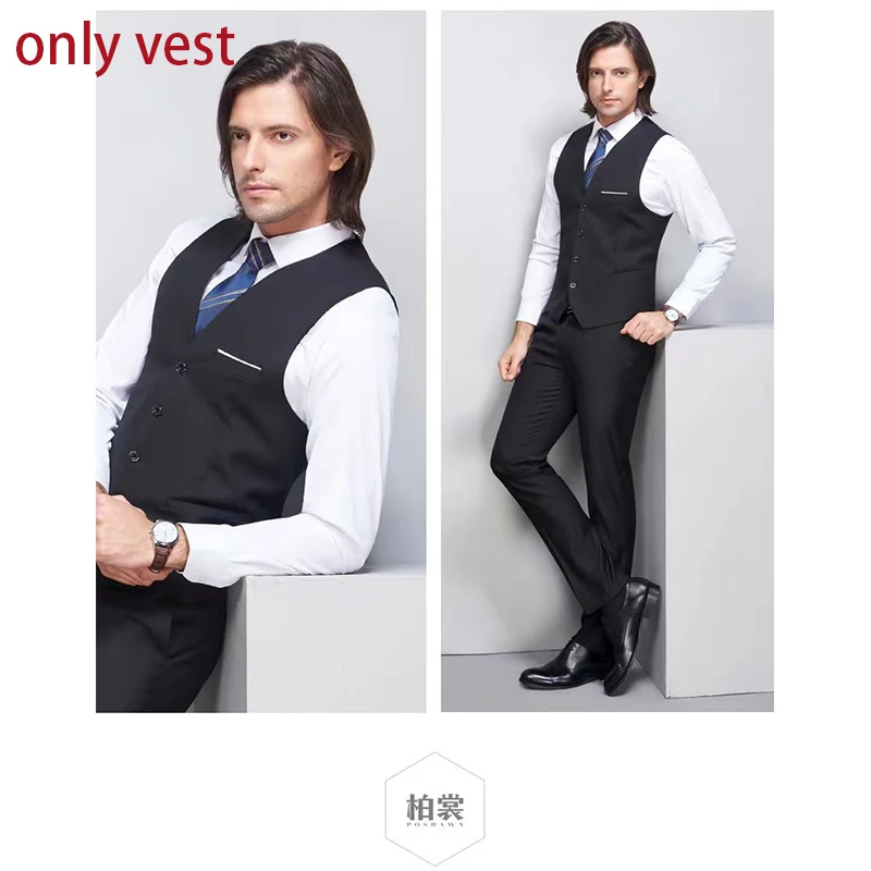 

Men's V-neck sleeveless vest slim-fit jacket vest Fashion daily casual wedding vest clothing close-fitting（only jacket））