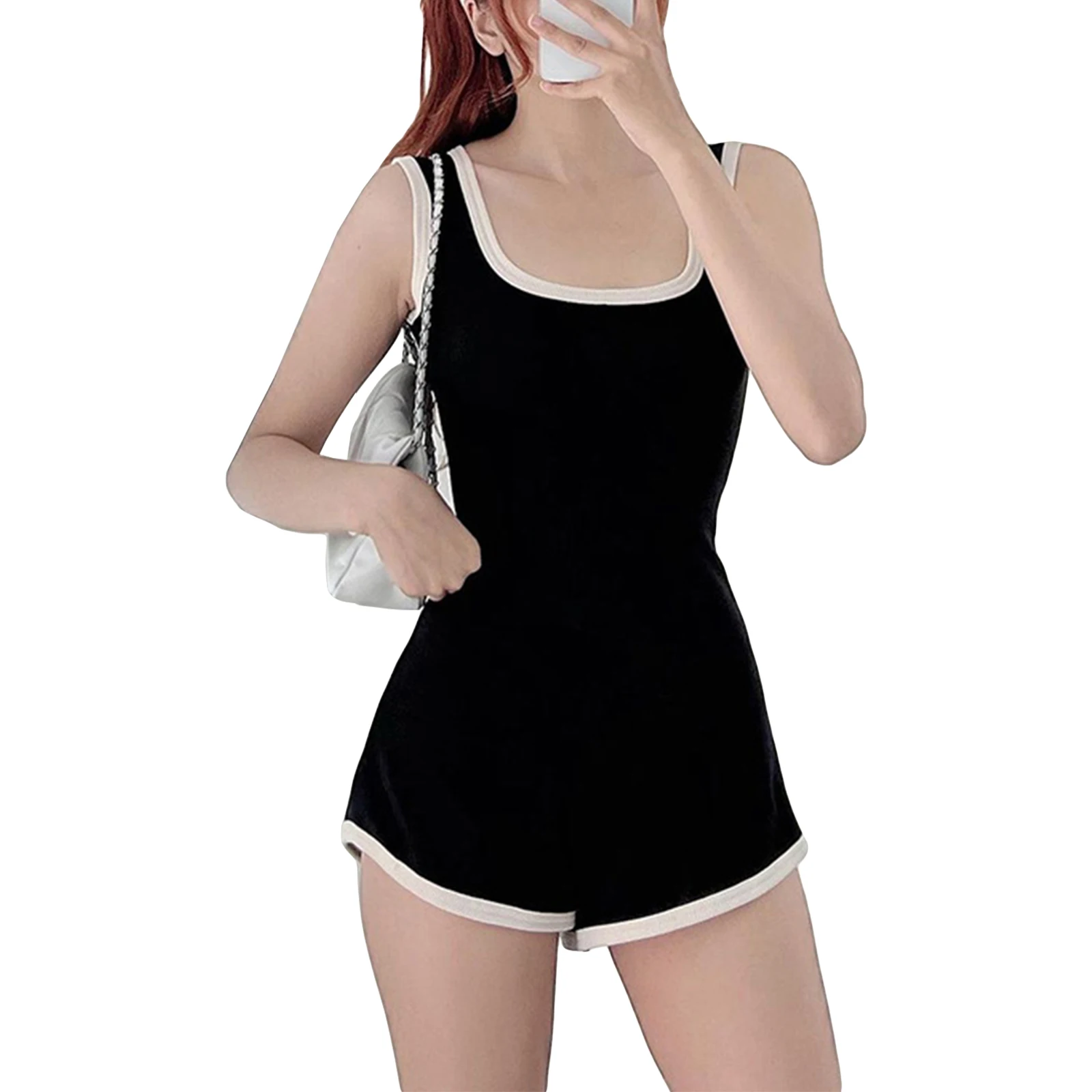 Women's Sling Short Jumpsuit Sleeveless U-neck Fashion Contrast Color Slim Sporty Playsuit Clubwear Streetwear
Women's Sling Short Jumpsuit Sleeveless U-neck Fashion Contrast Color Slim Sporty Playsuit Clubwear Streetwear