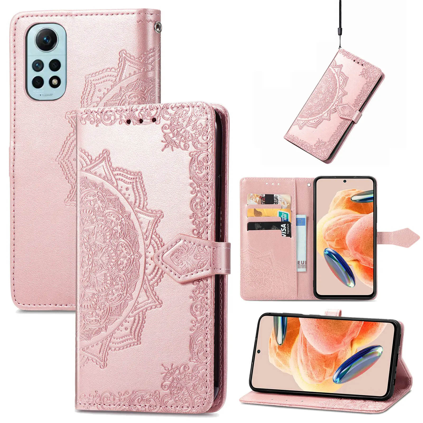 

Phone Case For Redmi Note 12 Wallet Card Slot Flap With Lanyard Protective Leather Cover For Redmi 12c 10 9 9a 8 7 A2 A1 Plus