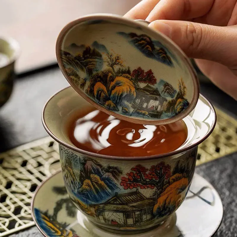 Gaiwan Chinese Tureen Lily Cup ware Opening Colorful Bowl For Ceramic Chawan Store Tea Landscape Set Deng's
Gaiwan Chinese Tureen Lily Cup ware Opening Colorful Bowl For Ceramic Chawan Store Tea Landscape Set Deng's