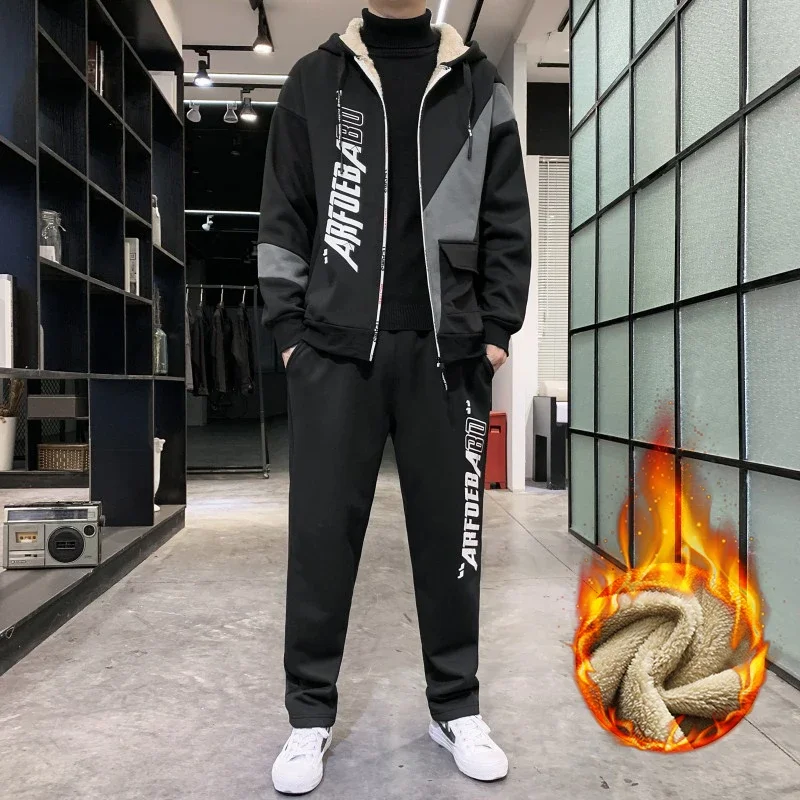 Mens Sets 2023 Winter Warm Fleece Tracksuit Fashion Jacket+Pants Set Men Casual Thick Sportswear Hooded Outfits Male Clothes
Mens Sets 2023 Winter Warm Fleece Tracksuit Fashion Jacket+Pants Set Men Casual Thick Sportswear Hooded Outfits Male Clothes