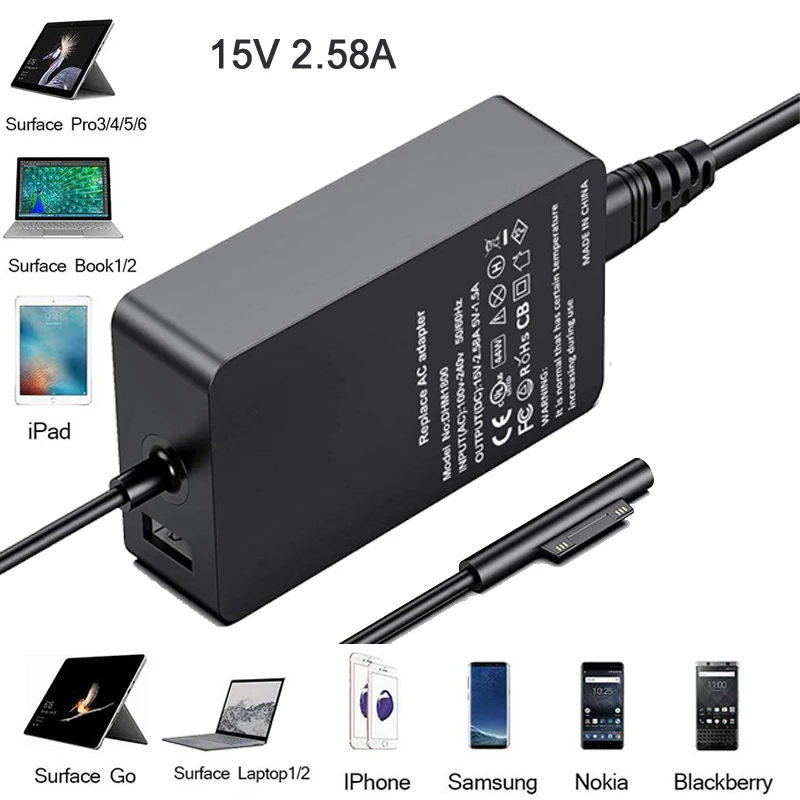 15V 2.58A 44W Charger For Mircrosoft Surface Pro3/4/5/6/7 Tablet PC Charger Microsoft Tablet PC SURFACE PRO Series with USB
15V 2.58A 44W Charger For Mircrosoft Surface Pro3/4/5/6/7 Tablet PC Charger Microsoft Tablet PC SURFACE PRO Series with USB