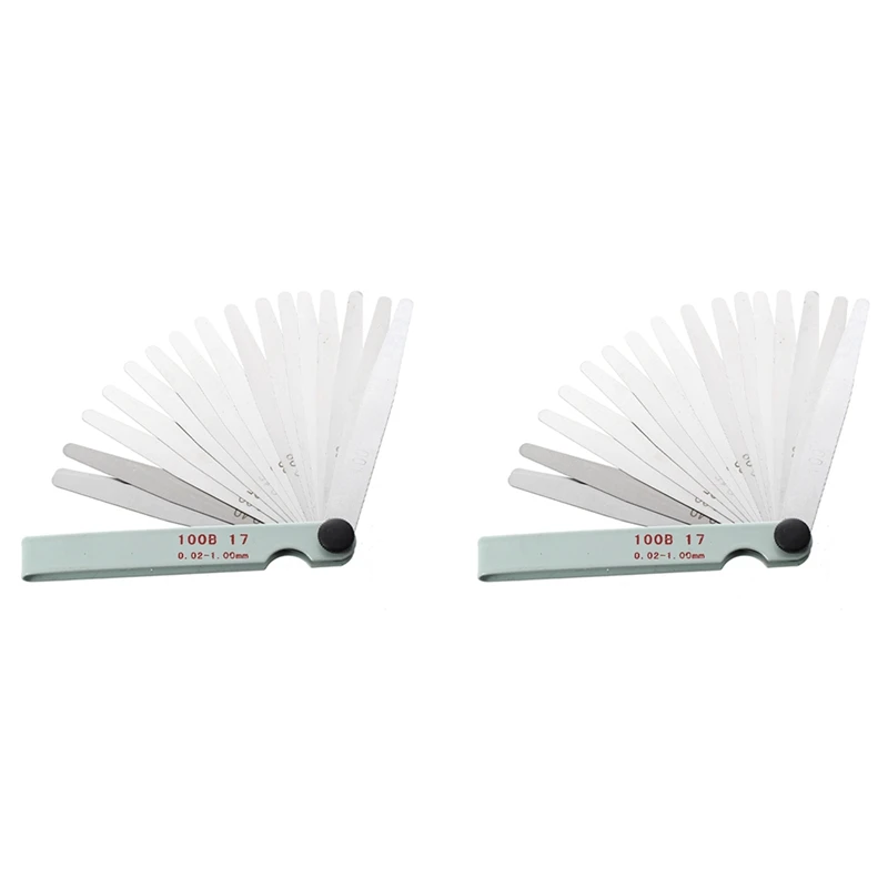 

2X Silver Tone Metal Metric Gap Thickness Feeler Gauge Blades 0.02-1Mm Tool