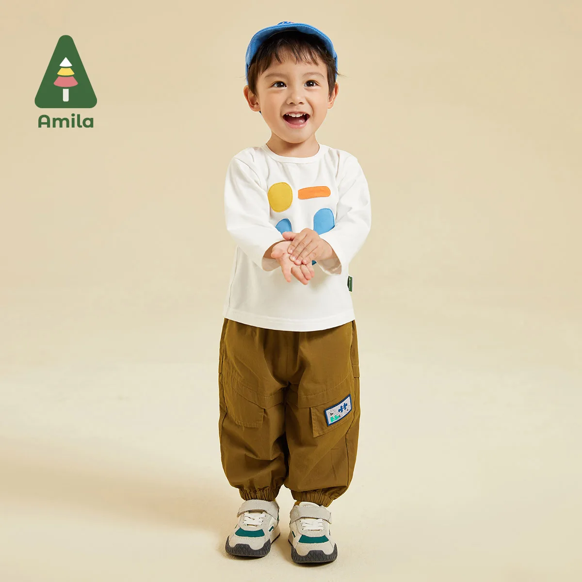

Amila Baby Boy Versatile Pants 2023 Autumn New Asymmetric Splicing Exquisite Icons Fashion Casual Trousers Children's Clothes