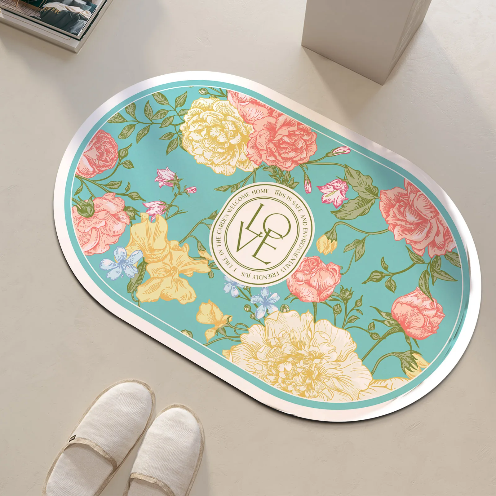Diatomite Floral Bath Mat Bathroom Absorbent Foot Mats Quick Dry Toilet Rug Shower Carpet For Living Room Doormat Washable Diatomite Floral Bath Mat Bathroom Absorbent Foot Mats Quick Dry Toilet Rug Shower Carpet For Living Room Doormat Washable