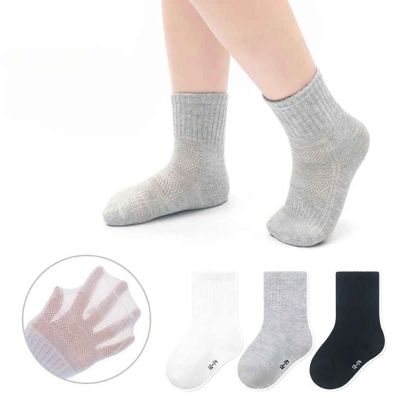 

Три пары студенческих носков, тонкие хлопковые Дышащие носки для маленьких, средних и больших мальчиков и девочек, черные, белые, серые, аналогичные