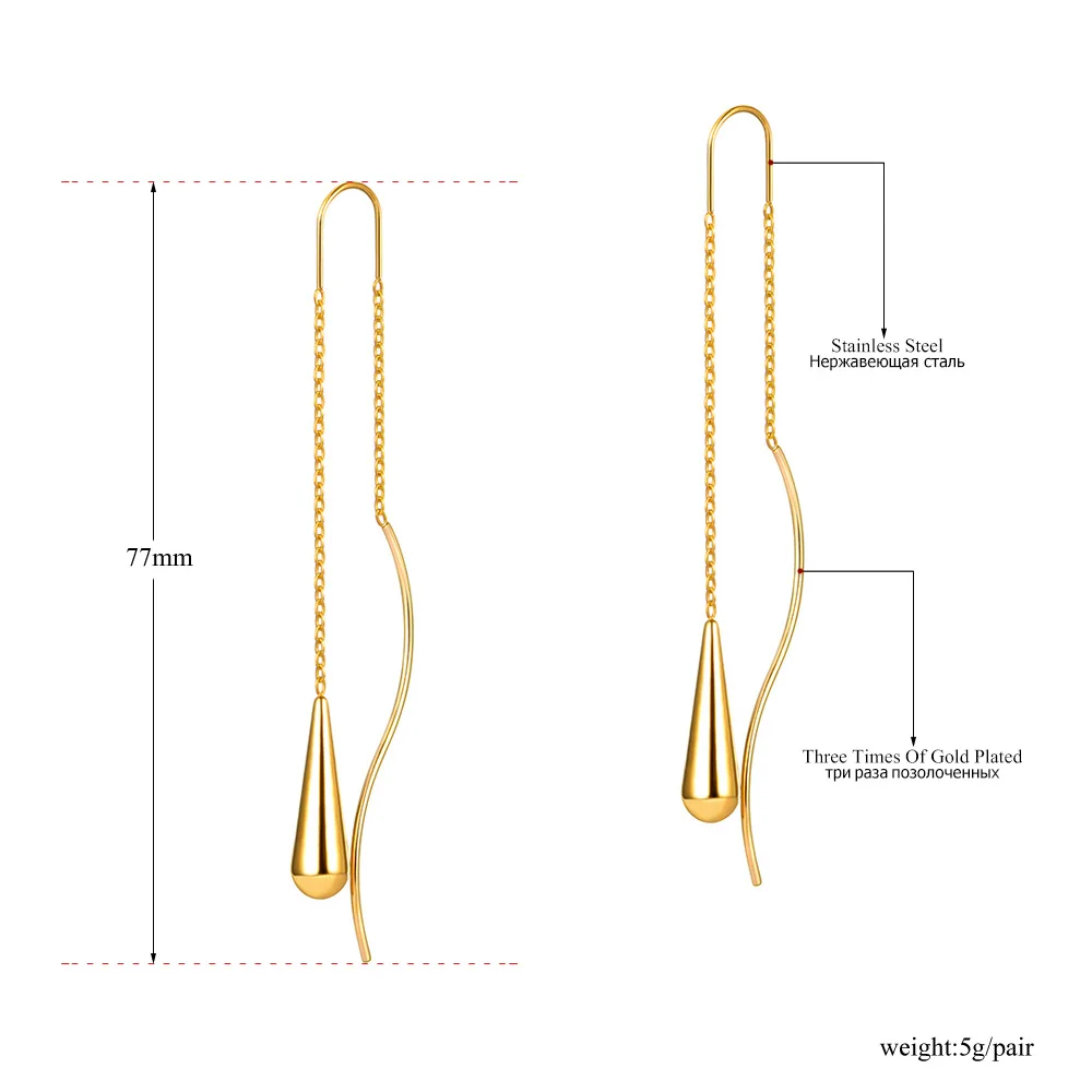 Trendy Stainless Steel Water Drop Charm Earrings 14K Gold Plated Long Chain Tassel Earring For Women pendientes 1 Mallzona S381403fef4c9458d9389ca7ba0d03d2du Trendy Stainless Steel Water Drop Charm Earrings 14K Gold Plated Long Chain Tassel Earring For Women pendientes Mallzona