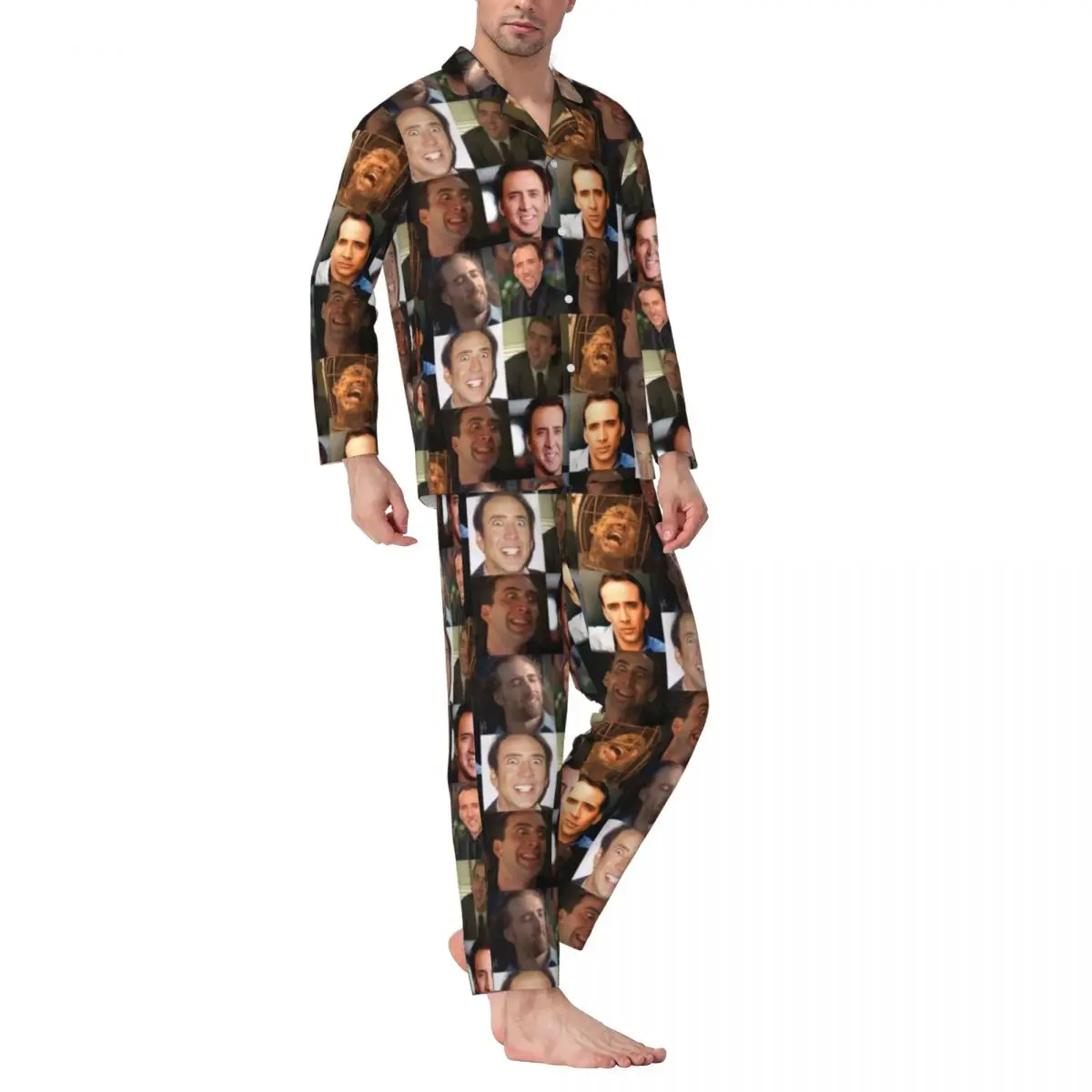 Pajamas Men Meme Collage Night Nightwear Nicolas Cage 2 Piece Loose Pajama Sets Long-Sleeve Kawaii Oversized Home Suit
Pajamas Men Meme Collage Night Nightwear Nicolas Cage 2 Piece Loose Pajama Sets Long-Sleeve Kawaii Oversized Home Suit
