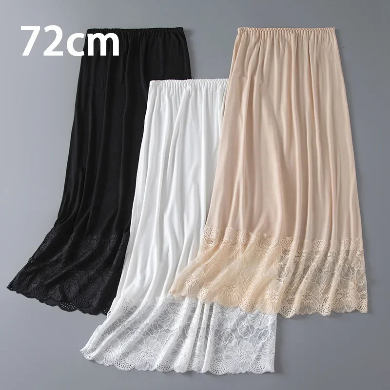 

Women's Half Slips Elastic Waist Solid Color Modal Underskirt Lace Trim Skirt Under Dresses Bottoming Mini Slip Dress Petticoat