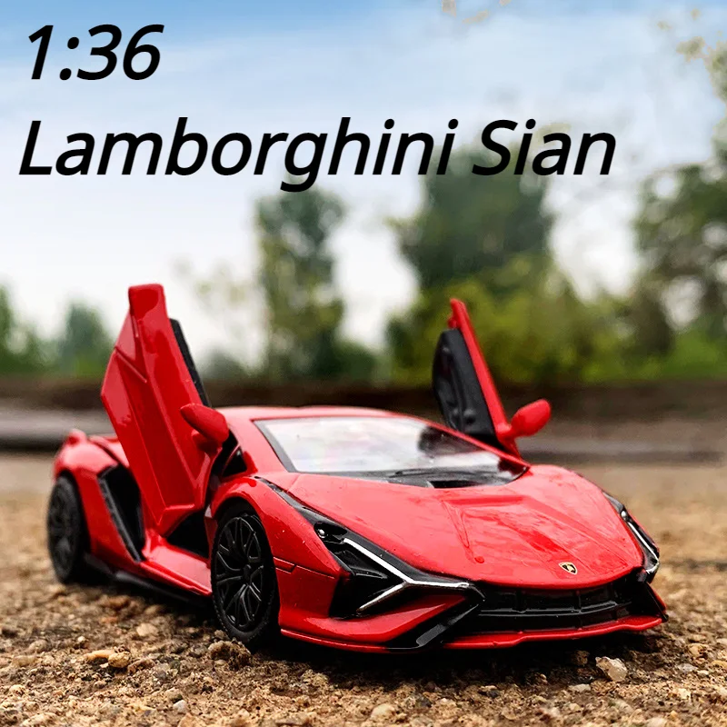 Модель автомобиля Lamborghini Sian в масштабе 1:36, игрушечная Коллекционная модель автомобиля из сплава с отлитым покрытием, украшение, подарки F123