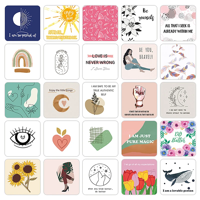50pcs Positive Therapy-Self Care Cards Gift Daily Affirmations Motivational Quotes Meditation Cards Mindfulness Cards For Women
50pcs Positive Therapy-Self Care Cards Gift Daily Affirmations Motivational Quotes Meditation Cards Mindfulness Cards For Women