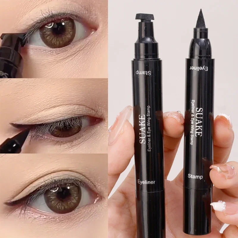 

Double-Headed Stamp Eyeliner Pencil Matte Black Quick Drying Waterproof Triangle Seal Eye Liner Long-lasting Women Eyes Makeup