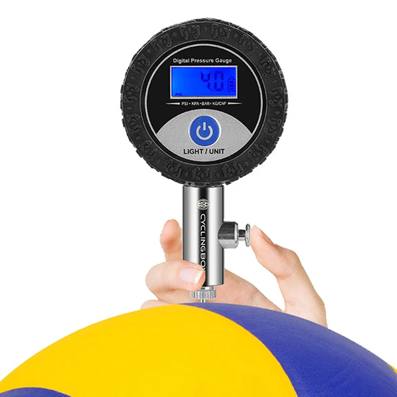 

Манометр для мячей с цифровым дисплеем, барометр 0-1,4 бар с резиновой защитной крышкой для футбола, баскетбола, волейбола