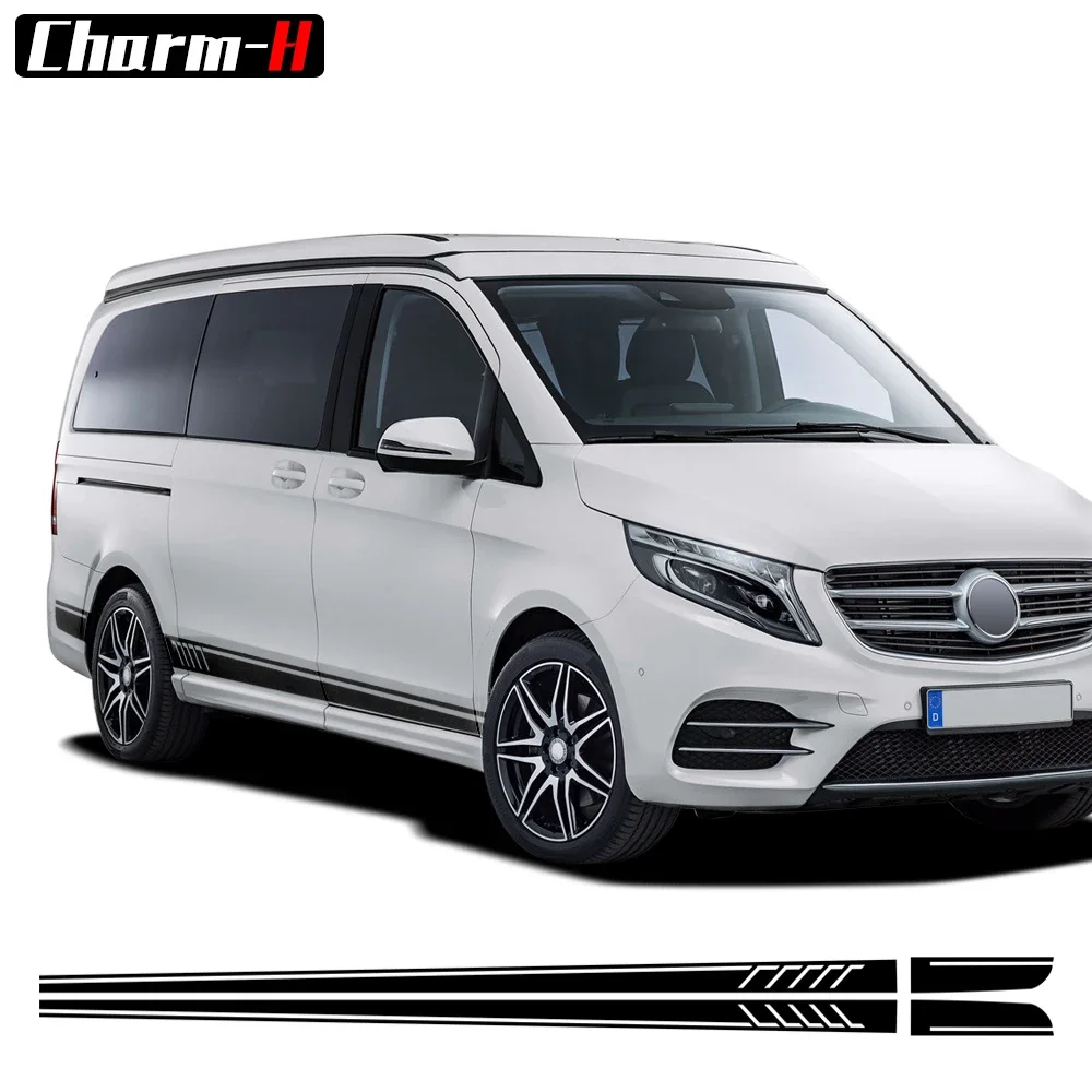 

507 Styling Stripes Car Door Side Skirt Decal Stickers for Mercedes Benz Vito V Class W447 W639 V260 V260L SWB LWB Accessories