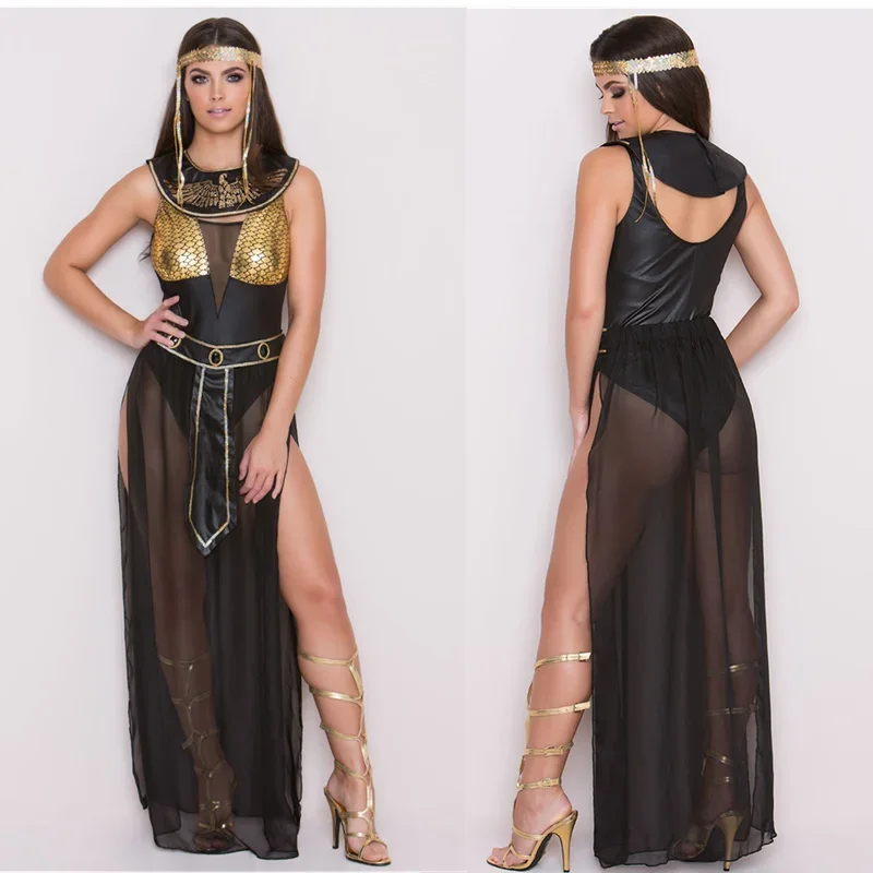 

Sexy Hot See-through Egyptian Royal Cleopatra Costume Ancient Egypt Queen Dress Pharaoh Cleopatra Cosplay Halloween Costume