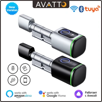 AVATTO Tuya BLE Smart Electronic Door Lock DIY Cylinder Core Fingerprint/Smart Card/Password/Key Unlock/USB Emergency Charge