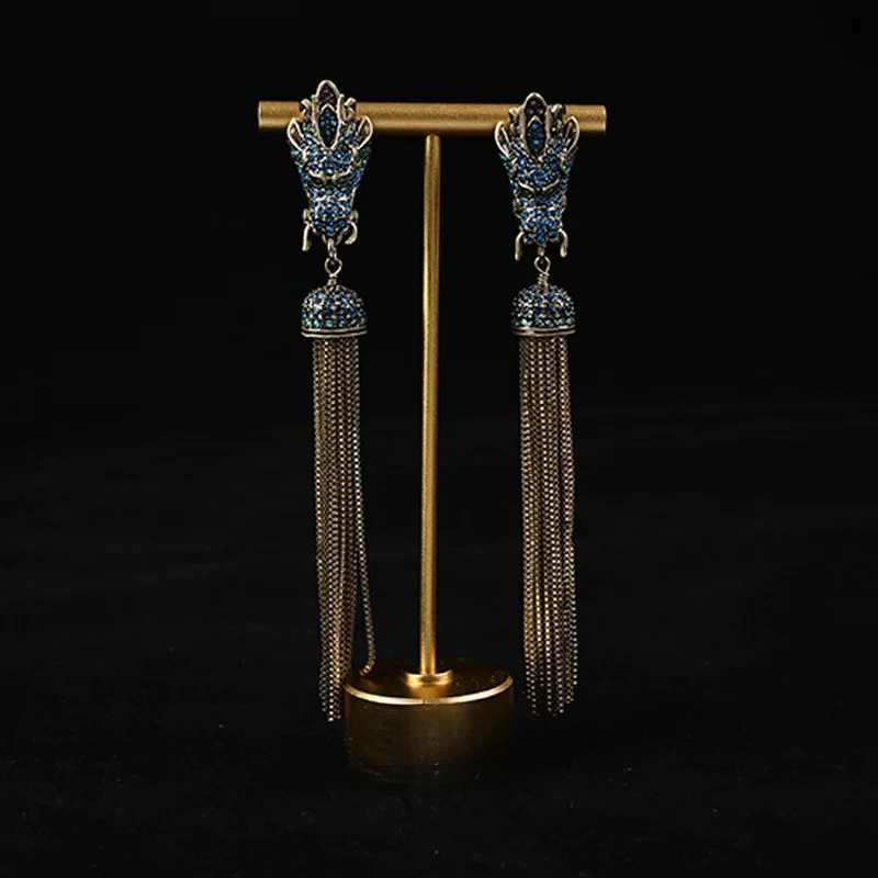 Fashionable Retro Style Long Phoenix Tail Tassel Inlaid Zircon Earrings Suitable For High-End Women's Jewelry 1 Mallzona S38230a6e403a46d5a6c1907df974aeack Fashionable Retro Style Long Phoenix Tail Tassel Inlaid Zircon Earrings Suitable For High-End Women's Jewelry Mallzona