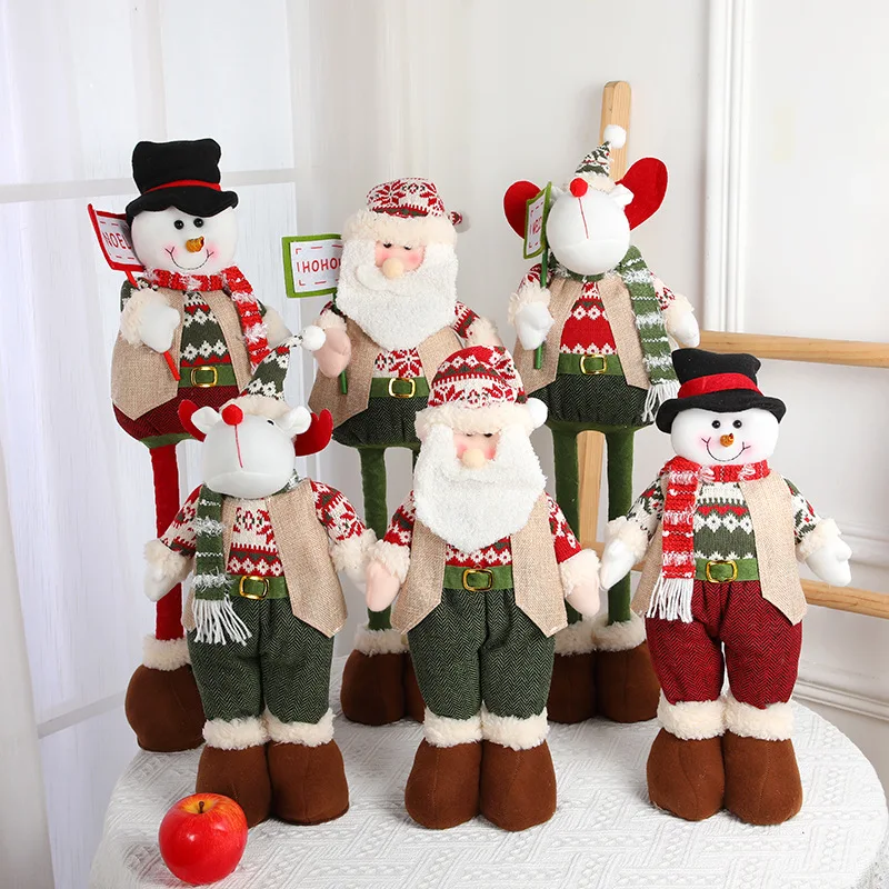 

Куклы Санта-Клаус, снеговик, олень, Рождественское украшение для дома, выдвижные игрушки, новогодний подарок, рождественский праздник, новый орнамент