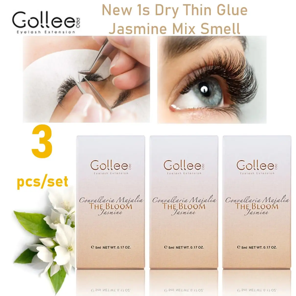 

Gollee New Jasmine Scent 5ml Glue Lash Extension 1s Dry Eyelash Glue Semi Permanent Waterproof Glue Bonder Pro Eyelash Supplies