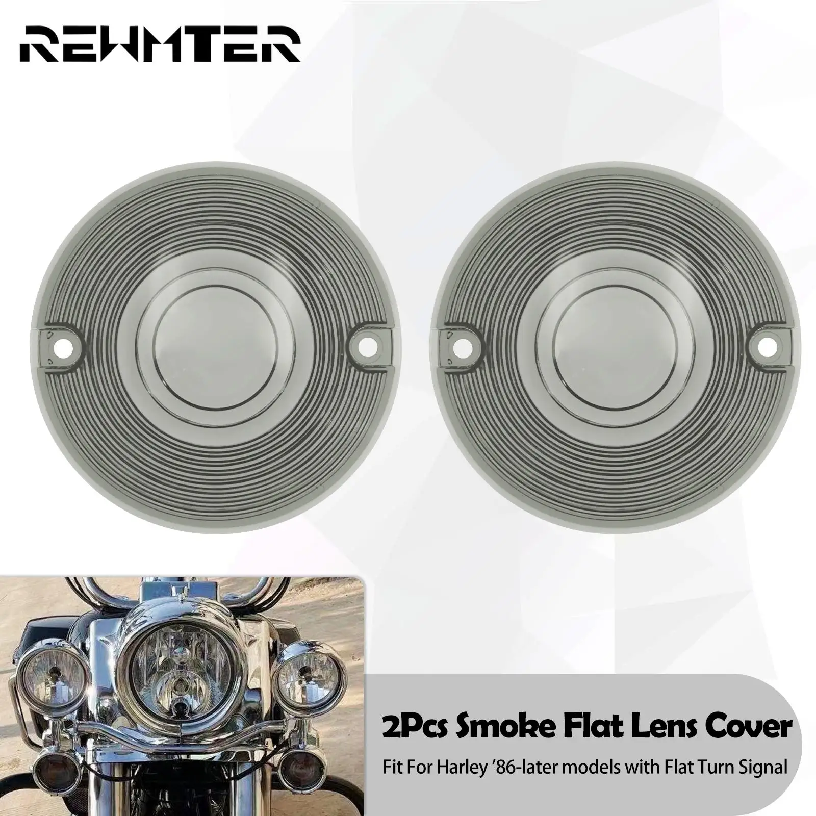 

2xMotorcycle Smoke Turn Light Signal Lens Cover ABS For Harley Softail Touring Road King Street Electra Glide FLHR 1986-Later