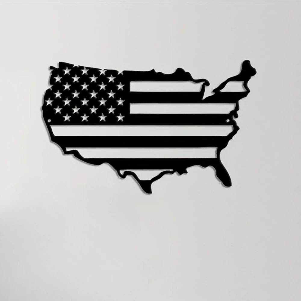 

1pc America Flag Metal Wall Art, United States Map Metal Wall Decor, Patriotic Wall Art America Map, American Flag, Us Map Gift