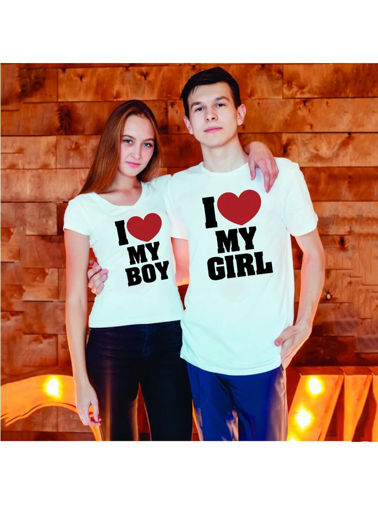 

I Love My Girl I Love My Boy Couple Short Sleeves T Shirt Summer Top Chic Couple Clothes Harajuku Women Men Matching T-shirts